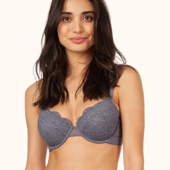 Lively Size 34 B Lace T Shirt Bra Gray Smoke Underwire Convertible Racerback - Picture 1 of 9